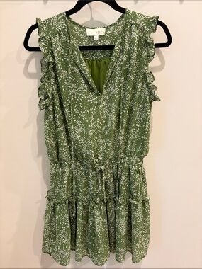 Pinch Olive Green Printed Ruffle Mini Dress